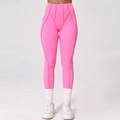Leggings yoga a vita alta rosa brillante con cuciture decorative ed effetto lifting - Rosa