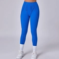 Leggings da yoga blu reale a vita alta con cuciture geometriche per sport e fitness - Blu zaffiro