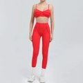 Tweedelige rode yogaset voor dames met sportbeha en legging met hoge tailleband - S / Rood