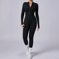 Tuta sportiva nera a maniche lunghe con mezza zip e polsini con foro per pollice - S / Nero