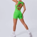 Neongrüner Yoga-Body mit Rückenausschnitt und hochdehnbarem Sportstoff für Damen - S / Fluoreszierendes Grün