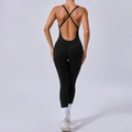 Mono de yoga negro con espalda cruzada y correas ajustables en tejido moldeador pro - S / Negro