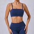 Set reggiseno sportivo blu scuro e leggings yoga a vita alta per fitness da donna - S / Blu Notte