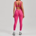 Rose red backless yoga jumpsuit with scrunch butt lifting detail for outdoor fitness - Rose Red