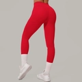 Pantaloni da yoga rossi a vita alta con cucitura push-up e tessuto sportivo traspirante - S / Rosso