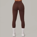 Legging de yoga marron à taille haute avec effet push-up pour fitness et sport - Café
