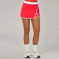 Rode sportskort voor dames met witte contrast taille en zijsplit voor tennis en yoga - S / Rood