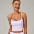 Light purple seamless yoga tank top with adjustable thin straps and slimming athletic fit - S / Romantic Purple