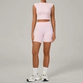 Ensemble de yoga rose pâle pour femme avec débardeur court et short de sport à taille haute - S / Rose Sakura
