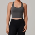 Dunkelgrauer Sport-BH für Damen und schwarze Yoga-Leggings mit hoher Taille - Dunkelgrau