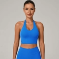 Completo yoga blu reale con top a scollo all'americana e leggings in tessuto elastico - Blu zaffiro