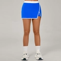 Dames sportieve skort in koningsblauw met witte contrastbiezen en zijsplit detail - S / Koningsblauw