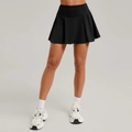 Schwarzer Tennisrock für Damen mit hoher Taille und Faltenwurf für Yoga und Sport - S / Schwarz