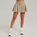Hoch taillierter Khaki Yoga Sportrock in A-Linie für Damen im professionellen Studio - S / Flachsfarben