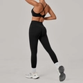 Schwarzes Damen-Yoga-Set mit Cross-Back-Sport-BH und hoch taillierten Leggings - XS / Schwarz