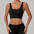 Conjunto de yoga negro para mujer con sujetador deportivo de dobladillo ancho y mallas - XS / Negro