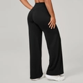 Women's black high-waisted wide leg yoga pants with slimming and lifting effect - XS / Black