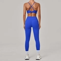 Damen Yoga-Set in Königsblau mit trägerlosem Sport-BH und High-Waist Sport-Leggings - XS / Arktisches Blau