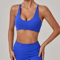 Damen Yoga-Set in Kleinblau mit Sport-BH und hoch taillierten Fitness-Leggings - S / Arktisches Blau