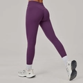 Leggings da yoga viola scuro a vita alta da donna in tessuto sportivo opaco modellante - XS / Fucsia