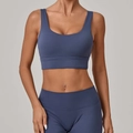 Conjunto de yoga azul niebla con sujetador deportivo de tirantes anchos y leggings - XS / Azul Granito