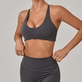 Dunkelgraues Yoga-Set mit Sport-BH und hoch taillierter Fitness-Leggings für Damen - S / Graphitgrau