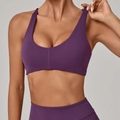 Dunkelvioletter Sport-BH für Damen mit Knotendesign und hoher Elastizität für Yoga-Training - S / Fuchsie