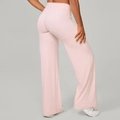 Pantalon de yoga pilates à jambe large en rose clair avec tissu extensible à séchage rapide - Rose Ballet