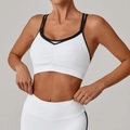 Set reggiseno sportivo schiena scoperta e leggings bianchi in stile minimalista bicolore - S / Bianco