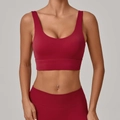 Ensemble soutien-gorge de sport bordeaux et legging taille haute pour le fitness - Rouge rubis