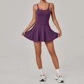Deep purple athletic mini dress with built-in bra for golf and tennis workout - S / Grape Purple