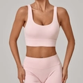 Ensemble de yoga rose clair avec brassière de sport à col en U et legging taille haute - Rose Ballet