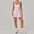 Slim fit light pink tennis dress with built-in padding and athletic pleated skirt - Baby Pink