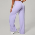 Pantalon de yoga violet clair taille haute à jambes larges avec couture fessière en V - Lilas