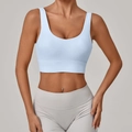 Ensemble brassière de sport bleu clair et legging gris taille haute pour femme - Bleu ciel