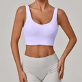 Soutien-gorge de yoga violet lavande avec large ourlet pour le fitness et sport - Lilas