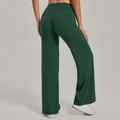 Pantalon de yoga taille haute vert foncé à jambes larges avec effet galbant pour le sport - Vert Foncé