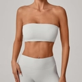Completo yoga grigio ghiaccio con reggiseno a fascia e leggings a vita alta opachi - Grigio Pietra Caldo