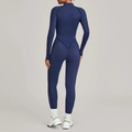 Tuta da yoga blu navy a maniche lunghe con cucitura modellante sul retro e collo alto - S / Blu navy