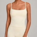 Canotta sportiva yoga bianco crema con spalline sottili e scollo squadrato opaco - XS / Albicocca Crema