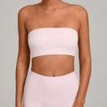 Set yoga rosa pallido due pezzi con top a fascia senza spalline e leggings a vita alta - Rosa Balletto