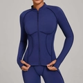 Veste de yoga bleu marine ajustée avec col montant et passe-pouces pour le sport - Bleu marine