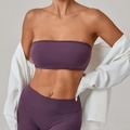Set da yoga viola scuro aderente con reggiseno sportivo a fascia e leggings - Viola uva