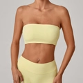 Completo sportivo giallo chiaro con top a fascia e leggings a vita alta per lo yoga - Giallo Durian