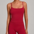 Slim fit dark red yoga sports vest with thin straps and matching high waist leggings - XS / Tops / Ruby Red
