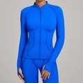 Ensemble de yoga bleu Klein serré avec veste zippée et legging de sport femme - Bleu saphir