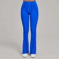 Electric blue high waisted flared yoga pants with contrast stitching and slim fit design - Sapphire Blue