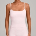 Slim fit light pink yoga camisole with thin straps and matching sports leggings - XS / Tops / Ballet Powder