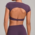 Completo yoga viola scuro schiena scoperta con leggings compressione vita alta - XS / Viola uva