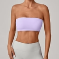 Reggiseno sportivo yoga viola chiaro senza spalline stretto abbinato a leggings a vita alta - viola lilla